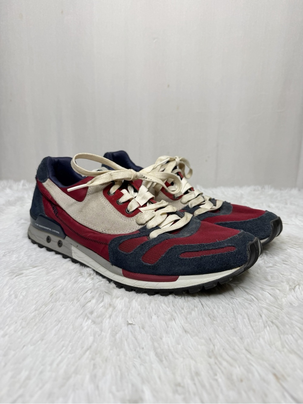 DIESEL / vintage y2k red blue white Absolute lace up suede leather sneakers / 12
